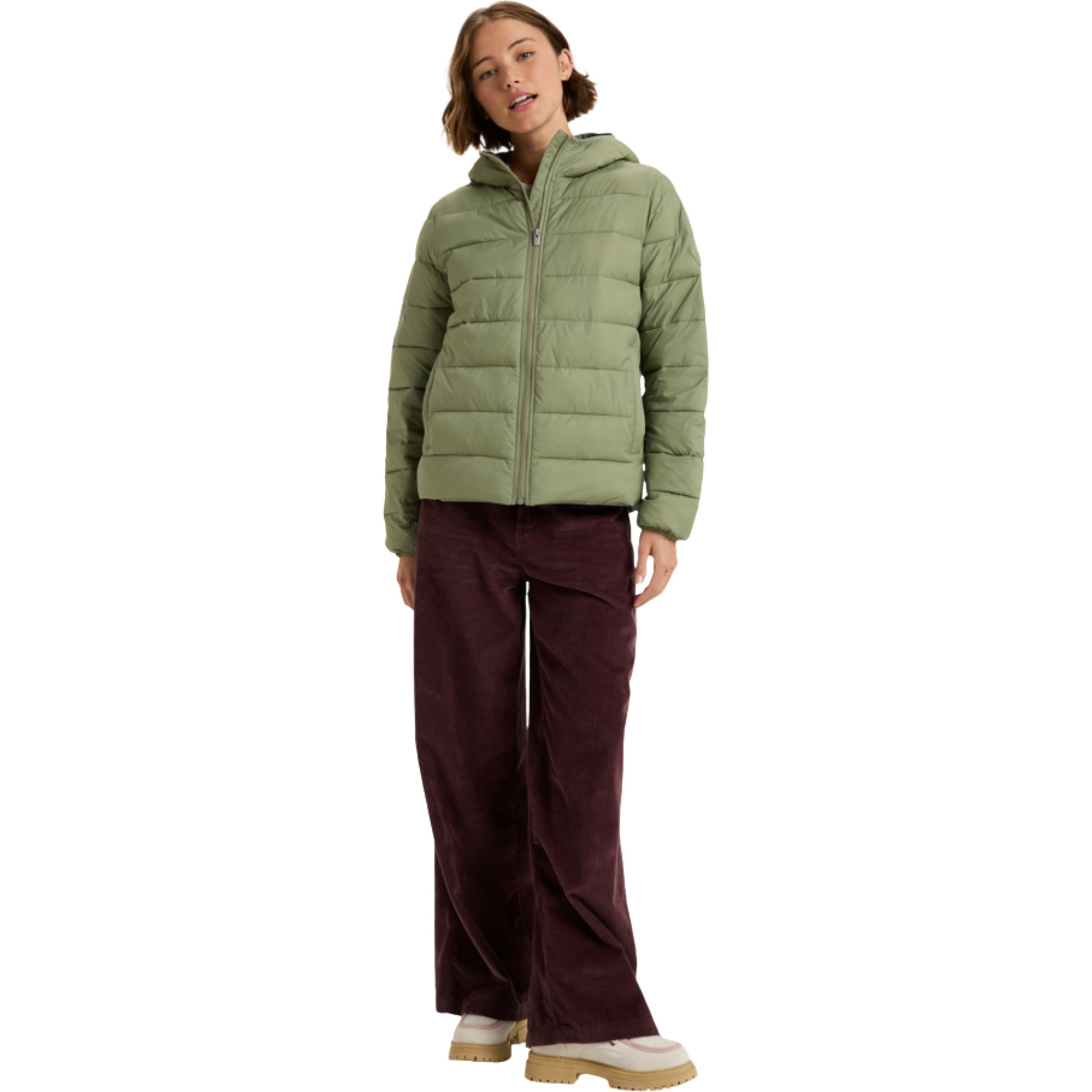 2025 Roxy Womens Wind Bliss Hooded Lightweight Packable Padded Jacket ERJJK03691 - Oil Green